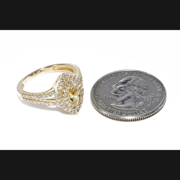 $4,500 1.01CT NATURAL CANARY DIAMOND & WHITE DIAMOND RING 14K GOLD - Picture 7 of 8